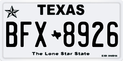 TX license plate BFX8926
