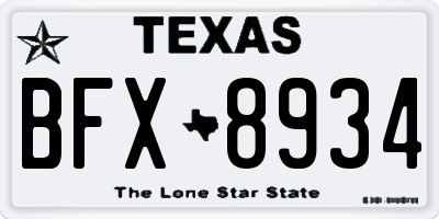 TX license plate BFX8934