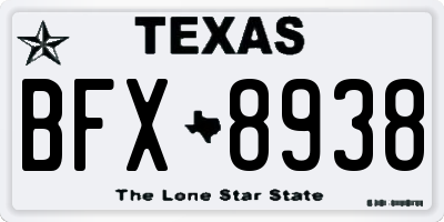 TX license plate BFX8938