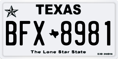 TX license plate BFX8981