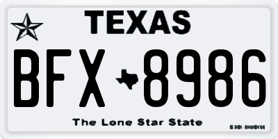 TX license plate BFX8986