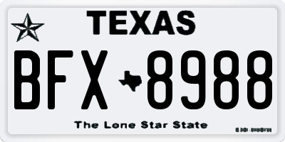 TX license plate BFX8988