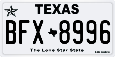 TX license plate BFX8996