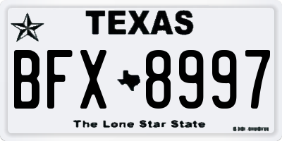 TX license plate BFX8997