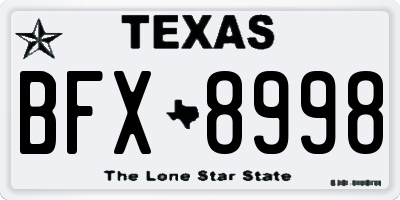 TX license plate BFX8998