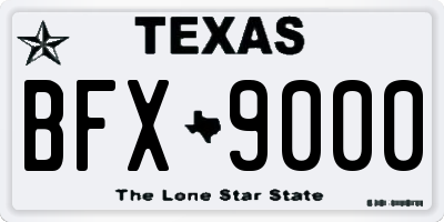 TX license plate BFX9000