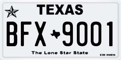 TX license plate BFX9001