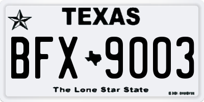 TX license plate BFX9003