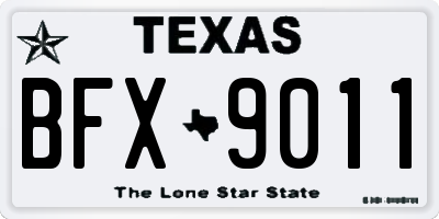 TX license plate BFX9011