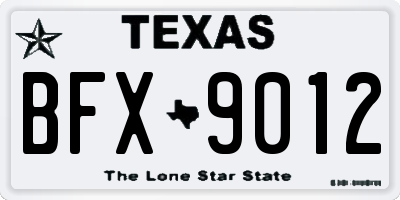 TX license plate BFX9012