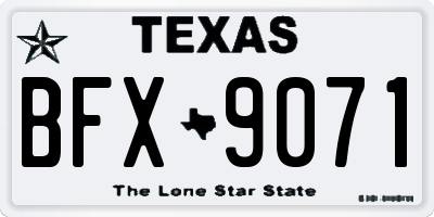 TX license plate BFX9071