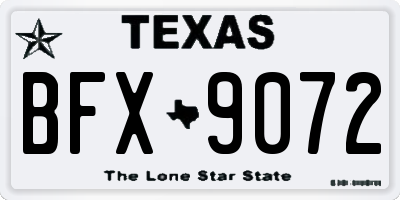 TX license plate BFX9072