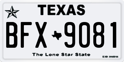 TX license plate BFX9081