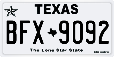 TX license plate BFX9092