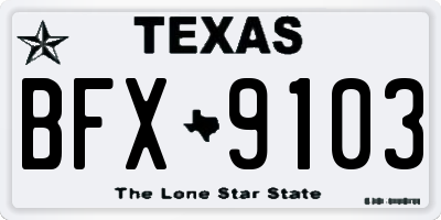 TX license plate BFX9103