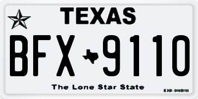 TX license plate BFX9110