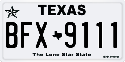 TX license plate BFX9111