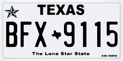 TX license plate BFX9115