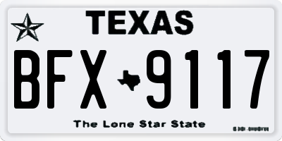 TX license plate BFX9117
