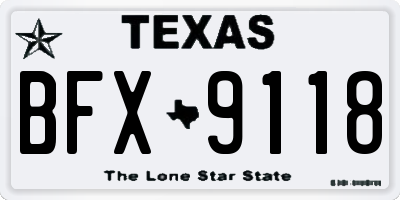 TX license plate BFX9118