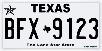 TX license plate BFX9123