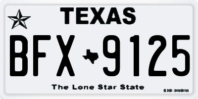 TX license plate BFX9125