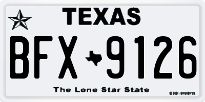 TX license plate BFX9126
