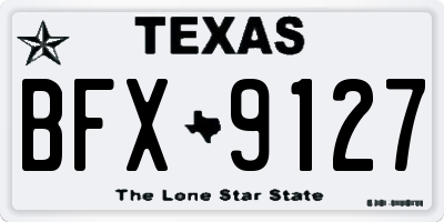 TX license plate BFX9127