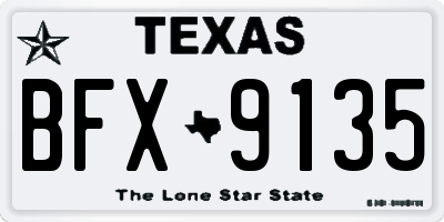 TX license plate BFX9135
