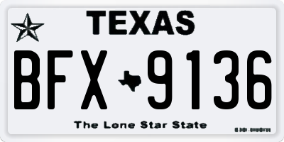 TX license plate BFX9136