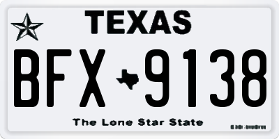 TX license plate BFX9138
