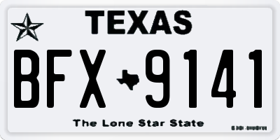 TX license plate BFX9141