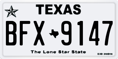 TX license plate BFX9147