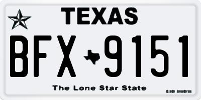 TX license plate BFX9151