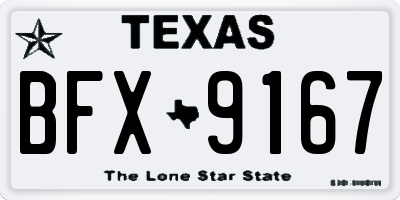 TX license plate BFX9167