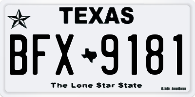 TX license plate BFX9181