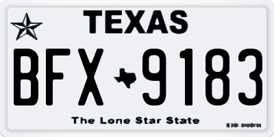 TX license plate BFX9183