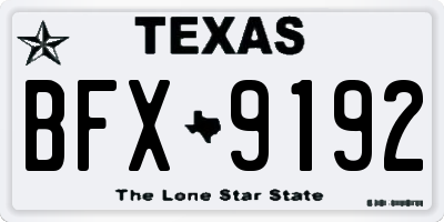 TX license plate BFX9192