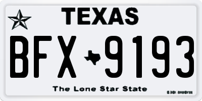 TX license plate BFX9193