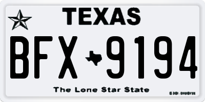 TX license plate BFX9194