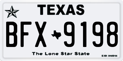 TX license plate BFX9198