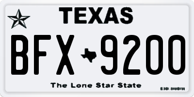 TX license plate BFX9200