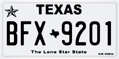 TX license plate BFX9201