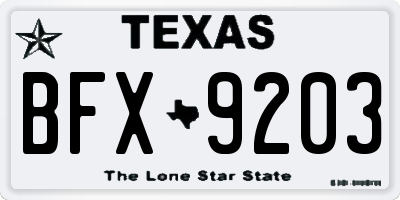 TX license plate BFX9203