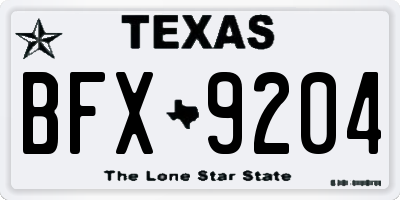 TX license plate BFX9204