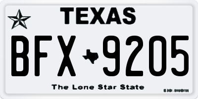 TX license plate BFX9205