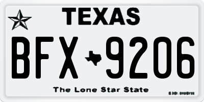 TX license plate BFX9206