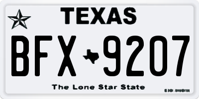 TX license plate BFX9207