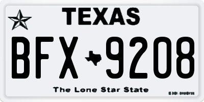 TX license plate BFX9208