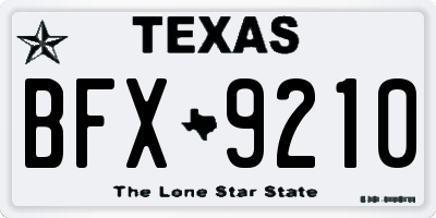 TX license plate BFX9210